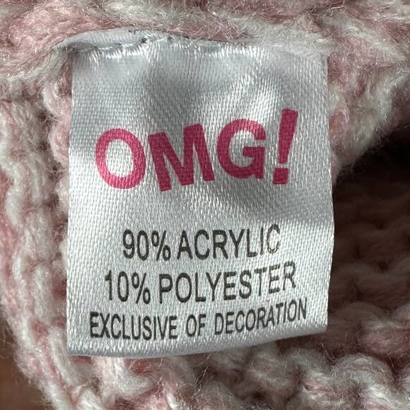 OMG Pink and White Winter Beanie - Picture 3 of 3